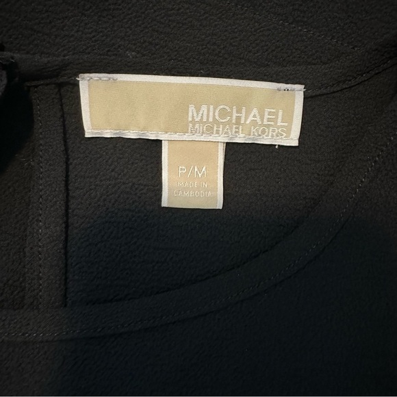 MICHAEL KORS Black Lace Hem Cap Sleeve Crew Neck Wear To Work Top Size MP‎ - Picture 4 of 5